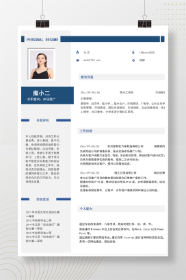 单页深蓝销售总监简历