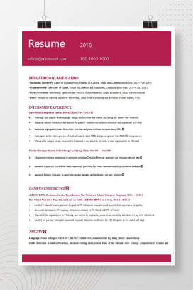 中英文红灰商务简历